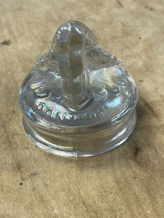 Guernsey Carnival Glass 1926 Pontiac Indian Head Gas Cap Paperweight,  1981 3