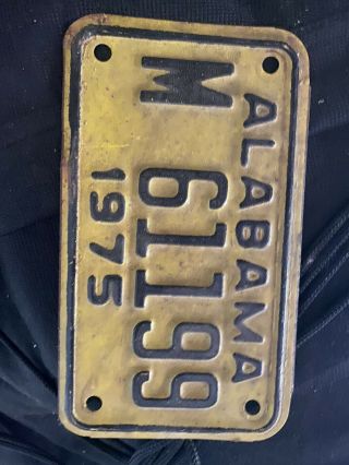 1975 Alabama Motorcycle License Plate Tag - Exc