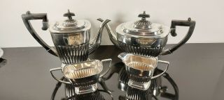 An Antique 4 Piece Silver Plated Tea Set By Ehp Of Sheffield.  1920.  S.  Very Ornate.