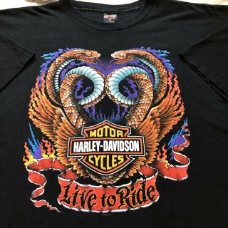 Vintage 90s Harley Davidson Snake T Shirt Mens Size Xxxl Black South Dakota Vtg