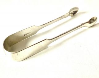 Antique 1858 Victorian Solid Sterling Silver Large Sugar Tongs - G.  Adams - 32g