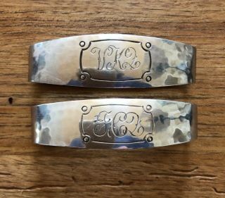 (2) Chicago Silver Co Hand - Wrought Hammered Napkin Rings.  Arts And Craft Period