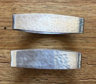 (2) Chicago Silver Co Hand - Wrought Hammered Napkin Rings.  Arts and Craft Period 3