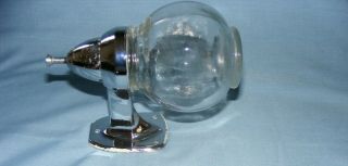 Vintage Clear Glass Globe Soap Dispenser,  Gas Station,  Wall Mount,  Chrome