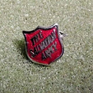 Vintage Salvation Army Lapel Pin Red & Silver Toned Christian Charitable Small