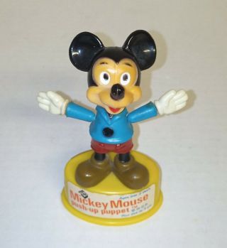 Vintage Walt Disney Productions Mickey Mouse 1977 Push - Up Puppet Toy Gabriel Inc