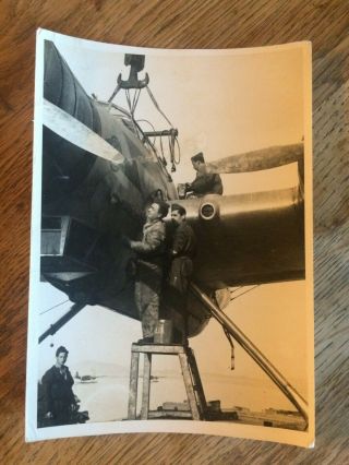 Italian Air Force Press Photo 2nd World War Plane Maintenaince
