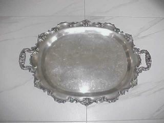 Antique Huge Silverplate Ornate Footed Butlers 27 " X 19 " Tray Platter