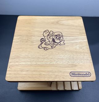 Nintendo Mario Nes Games 16 Cartridge Beechwood Wooden Rotating Holder Oem