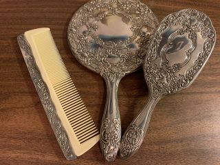 Vintage Sterling Silver Brush Mirror Comb Set