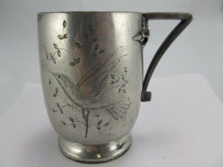 Reed & Barton Antique Silverplate Child Mug C 267 Hummingbirds V Good Cond Name