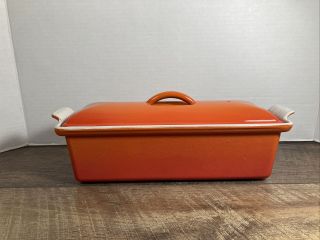 Vintage Made In France Le Creuset Flame Orange Cast Iron Pate Terrine Loaf Pan