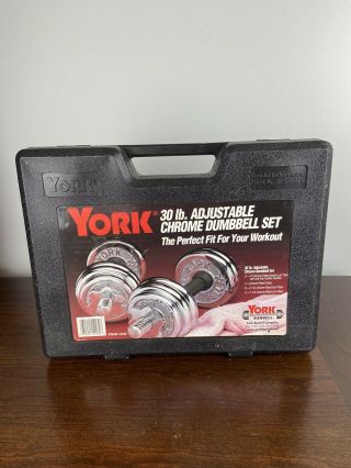 Vintage York 30 Lb Adjustable Chrome Dumbbell Set