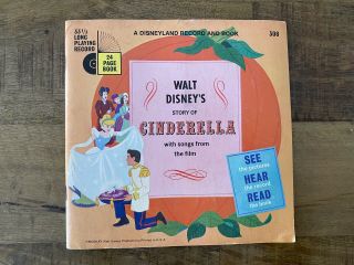 Disneyland Story Reader Walt Disney Cinderella Read Along Book & Record 308 1965