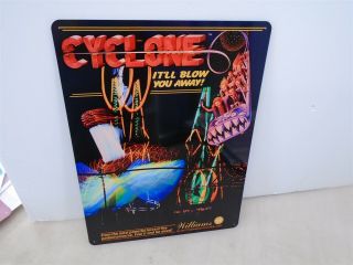 Williams Cyclone Pinball Flyer Game Room Metal Sign