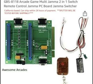 Jamma 2 In 1 Switcher / Splitter Multi With Remote Gbs - 8118 Arcade Game Pcb 2in1