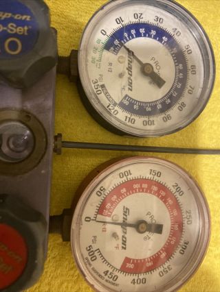 Vintage Snap On Refrigerant Manifold Gauge Set R - 12 In Great Shape