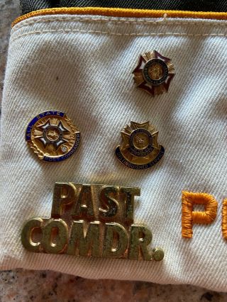VFW 283 LIFE MEMBER ALL STATE TEAM 1972 - 73 POST COMMANDERS HAT WITH PINS 3