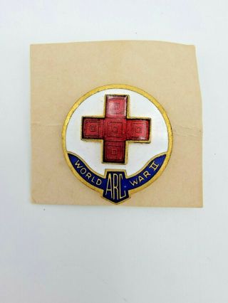 Vintage Ww2 American Red Cross Enamel Volunteer Pin Nurse Doctor