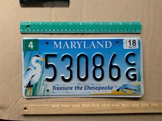 License Plate,  Maryland,  Treasure The Chesapeake,  Egret & Blue Crab,  53086 Cg