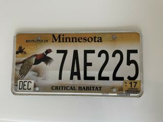 Minnesota Critical Habitat Pheasant License Plate
