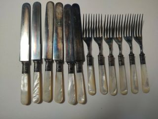 Wallingford Wm Rogers Set Of 6 Forks And 6 Knives Mother Of Pearl Handle