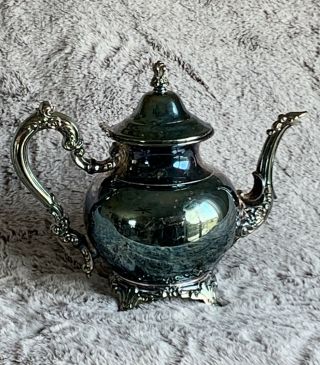 Vintage Oneida Usa Silverplate Footed Coffee Tea Pot Patina