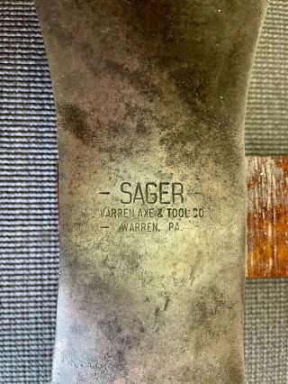 Vintage Sager Warren Axe & Tool Co.  3 1/2 Lb Double Bit Long 11 " Axe Head