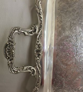 FOOTED WM ROGERS SILVER PLATED LARGE HEAVY TRAY 291 2