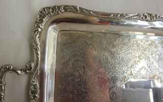 FOOTED WM ROGERS SILVER PLATED LARGE HEAVY TRAY 291 3
