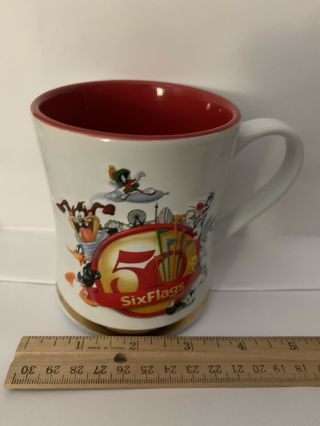 Six Flags Warner Bros Looney Tunes Characters Coffee Mug Cup 50th Anniversary