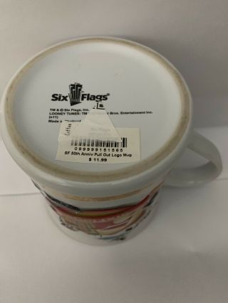 Six Flags Warner Bros Looney Tunes Characters Coffee Mug Cup 50th Anniversary 2