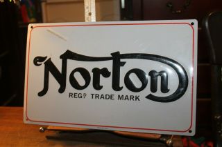 Norton Motorcycle Registered Trademark Embossed Metal Sign 9 - 3/4 " X 15 - 3/4 "