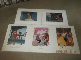 5 Disney Prints - Sleeping Beauty - Peter Pan (2) - Mulan - Beauty & The Beast0