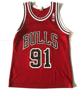 Vtg 90’s Dennis Rodman Chicago Bulls 91 Champion Jersey Size Men’s 44