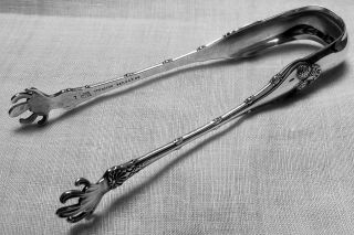 Empire By Whiting Large Claw Footed Sugar Tongs Intro 1894 In Sterling Silver