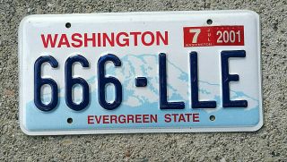 Real Washington State License Plate Auto Number Car Tag 666 Lle Triple 6 Wa