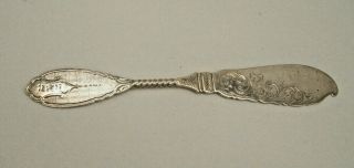 Coin Silver Master Butter Knife Twisted Handle & Engraved