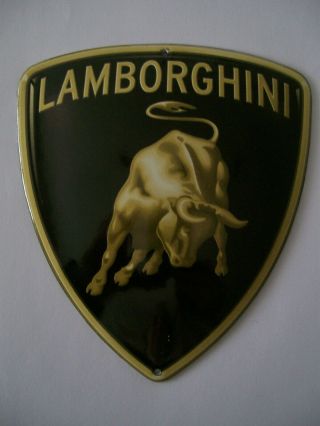 Good Retro Lamborghini Shield Stove Enamel Badge Plaque Sign Man Cave Garage