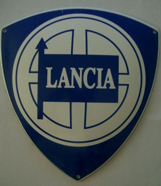Quality Stove Enamel Lancia Shield Pennant Badge Plaque Sign Mancave Garage