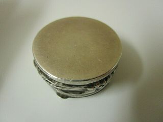 Vintage Sterling Flowered Pill Box.  1 1/4 