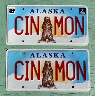 Alaska Standing Bear Vanity License Plate “cinmon” Cinnamon Vg