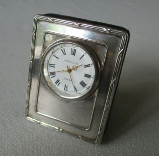 Vintage Sterling Silver Small Kitney & Co Desk Clock - London 1995