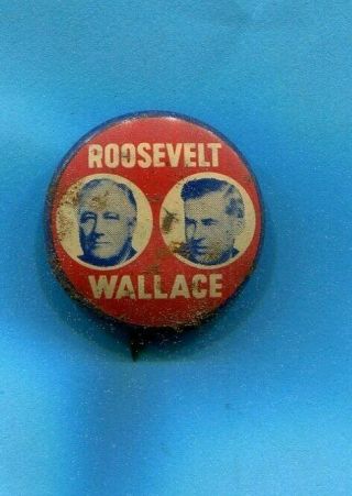 1940 Presidential Campaign Roosevelt & Wallace Jugate Pin Back Button 25mm