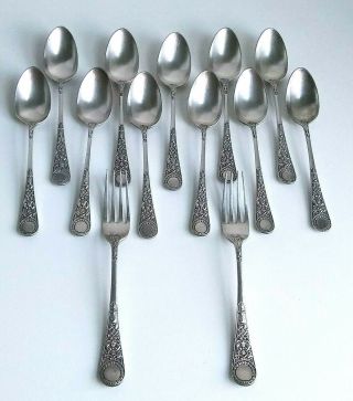 Antique Victorian James Dixon And Sons Ornate Silver Plated Spoons Forks Set