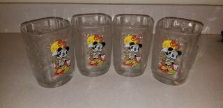 Set Of 4 Mcdonalds Walt Disney World Celebration 2000 Glasses,  Mickey Mouse