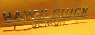 Detroit Michigan - - Haney Buick Dealership - - Car Badge - - Metal Name Plate Sign