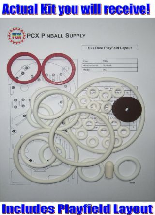 1974 Gottlieb Sky Dive Pinball Machine Rubber Ring Kit