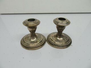 Vintage Rogers Mfg 5a Sterling Silver Weighted Reinforced 3 " Tall Candle Holders