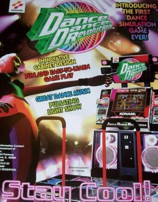 Konami Dance Dance Revolution Arcade Flyer Nos Video Game Art Print 